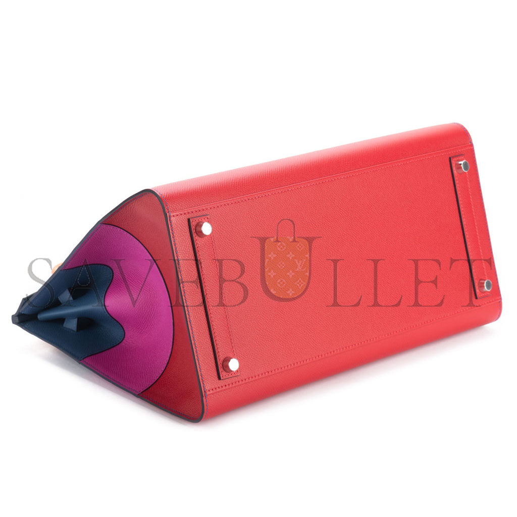 H**mes birkin 35 epsom leather rainbow bag silver buckle h028326ck02 (35*28*18cm)